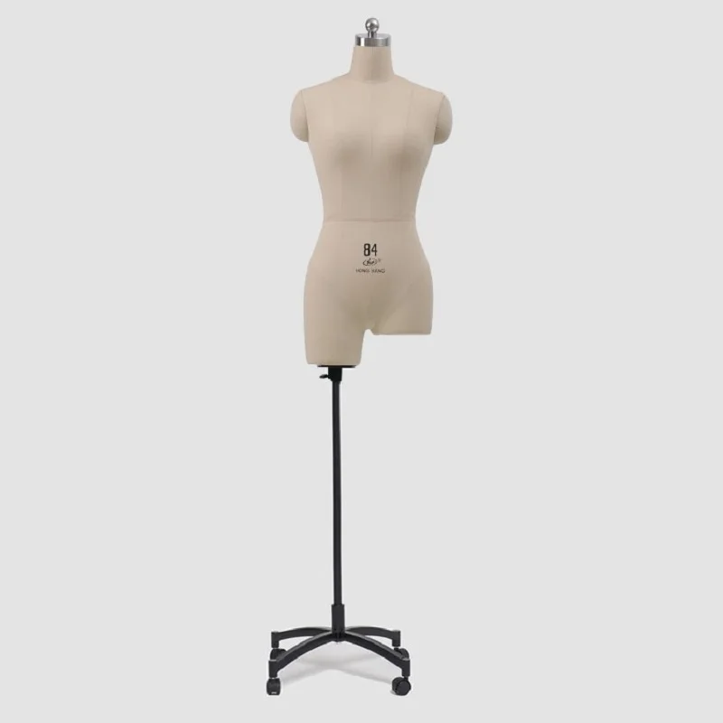 Maniquí de medio cuerpo para diseño de ropa, modelo de sastre femenino de costura, soporte de forma de vestido de busto, Base de Metal, Pin de lata