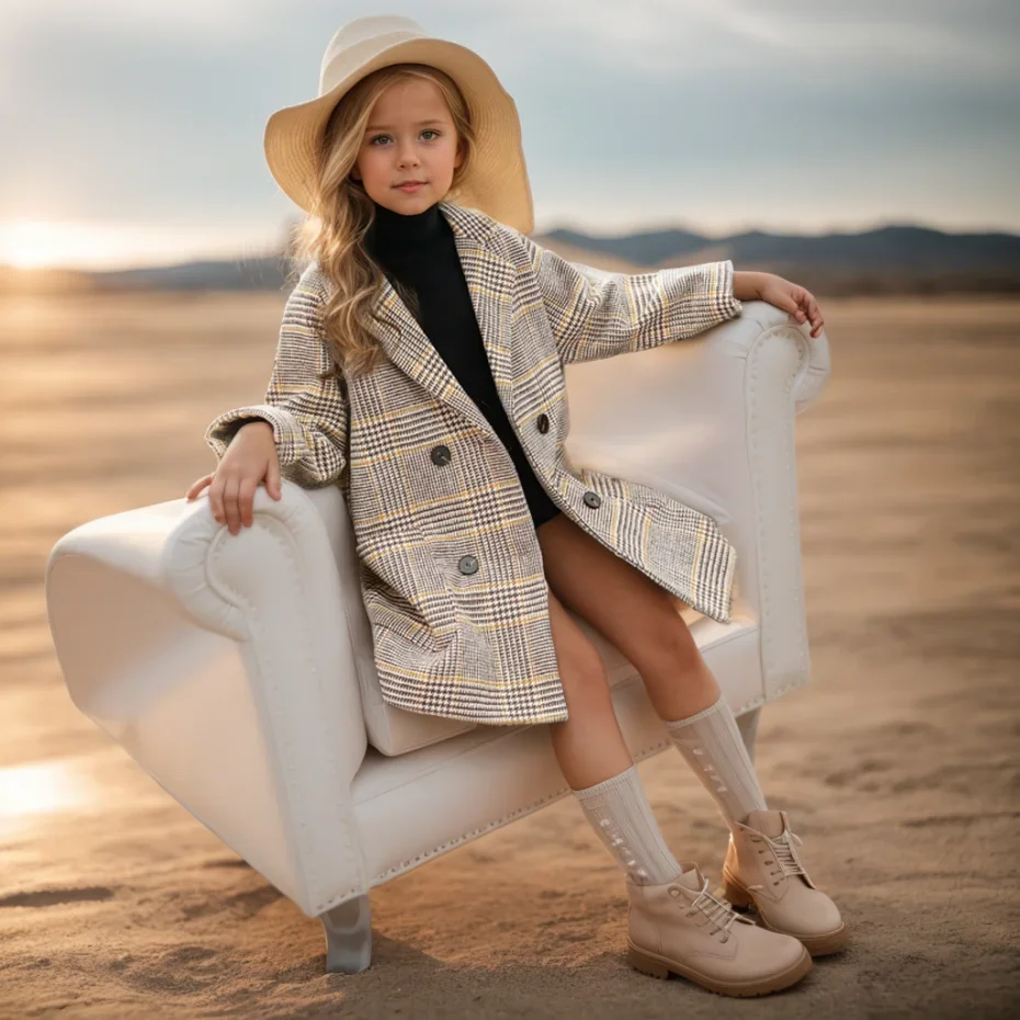 سترة شتوية للفتيات سترة منقوشة للفتيات سترة سميكة دافئة للأطفال سترة أطفال للشباب ملابس الخريف والشتاء