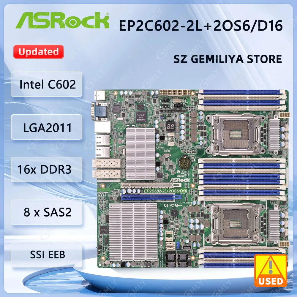 

Материнская плата ASROCK EP2C602-2L+OS6/D16 EP2C602-2L+2OS6/D16 Intel C602 16xDDR3 512GB LGA 2011 для процессоров Intel E5-2680 E5-2603 E5-1620