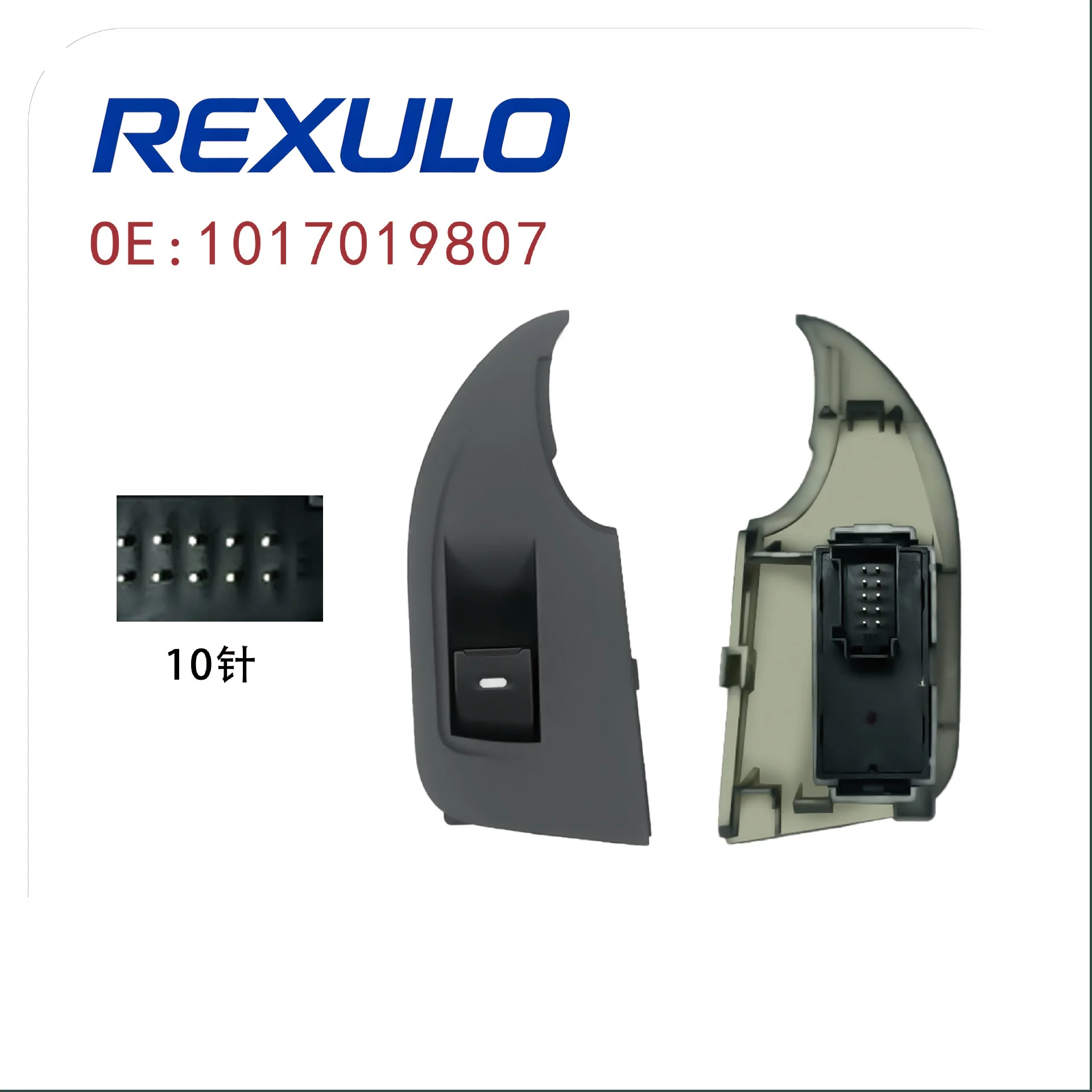 1017019807 Rear Left Power Window Switch for Geely GX7 2012 2013 Glass Lifter Control Button 10 Pins White LED Driver Side LHD