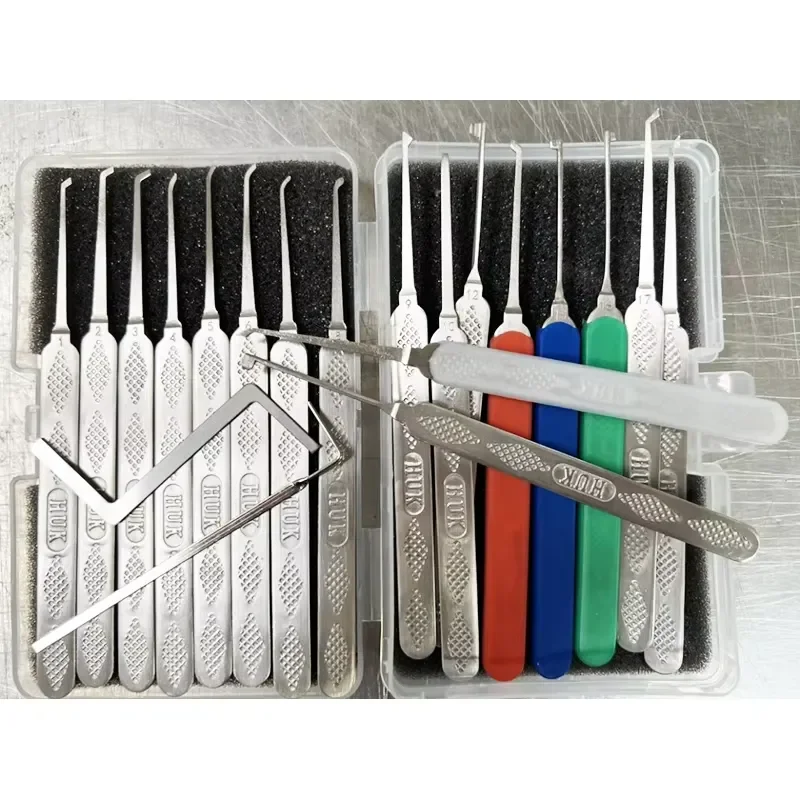 HUK 18pcs Stainless Steel Hooks Lock PIck Set Locksmith Tools