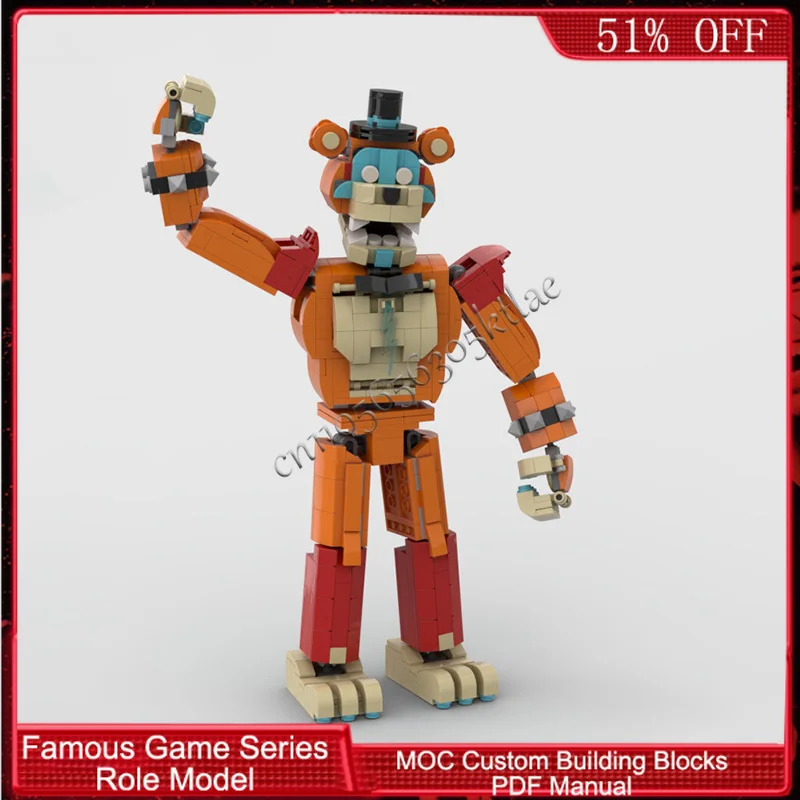 

698 деталей, популярная серия игровых персонажей, блестящий сценический медведь, MOC, модульный конструктор, креативный набор для самостоятельной сборки, праздничный подарок