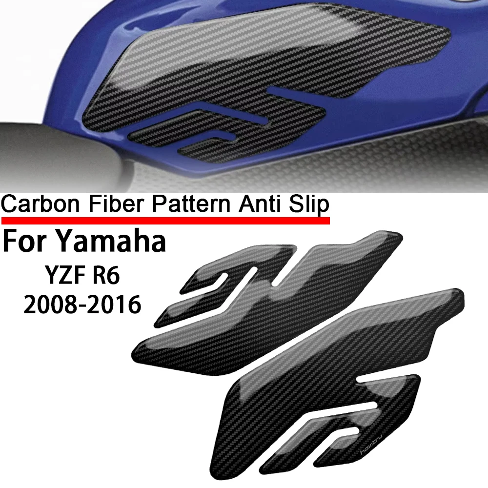 For Yamaha YZF R6 2008-2016 3D Carbon-look Motorcycle Side Fuel Tank Pad Knee Grip Protection Sticker