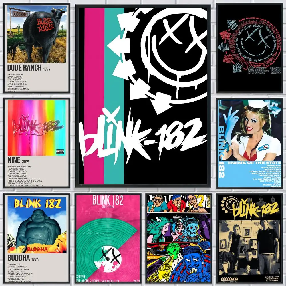 

Rock Band B-Blink 182 Poster HD Print Personalized Canvas Wall Mural Art Poster Photos for Living Room Home Decor Durable
