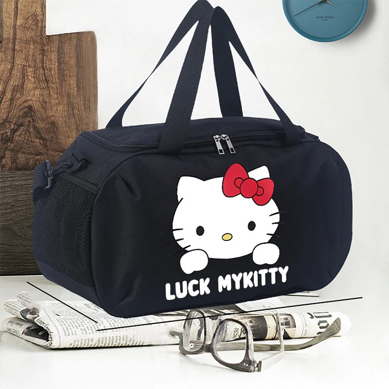 Women Outdoor Travel Bags Canvas Gym Sport Bag Hello Kitty Kuromi Design Handbag Waterproof Shoulderbag Storage Bags Fitness Men