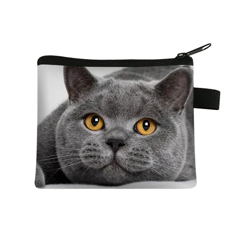Monedero con forma de gato y Animal para niños, monedero portátil para estudiantes, bolsa de almacenamiento para llaves, bolsa de mano de poliéster,