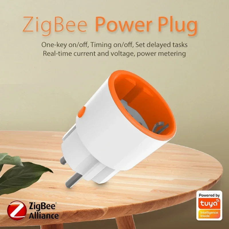 Zigbee 3.0 Tuya Smart Power Plug 16A EU Socket Outlet Energy Monitoring Timer Switch Remote Control Work with Alexa Google Home