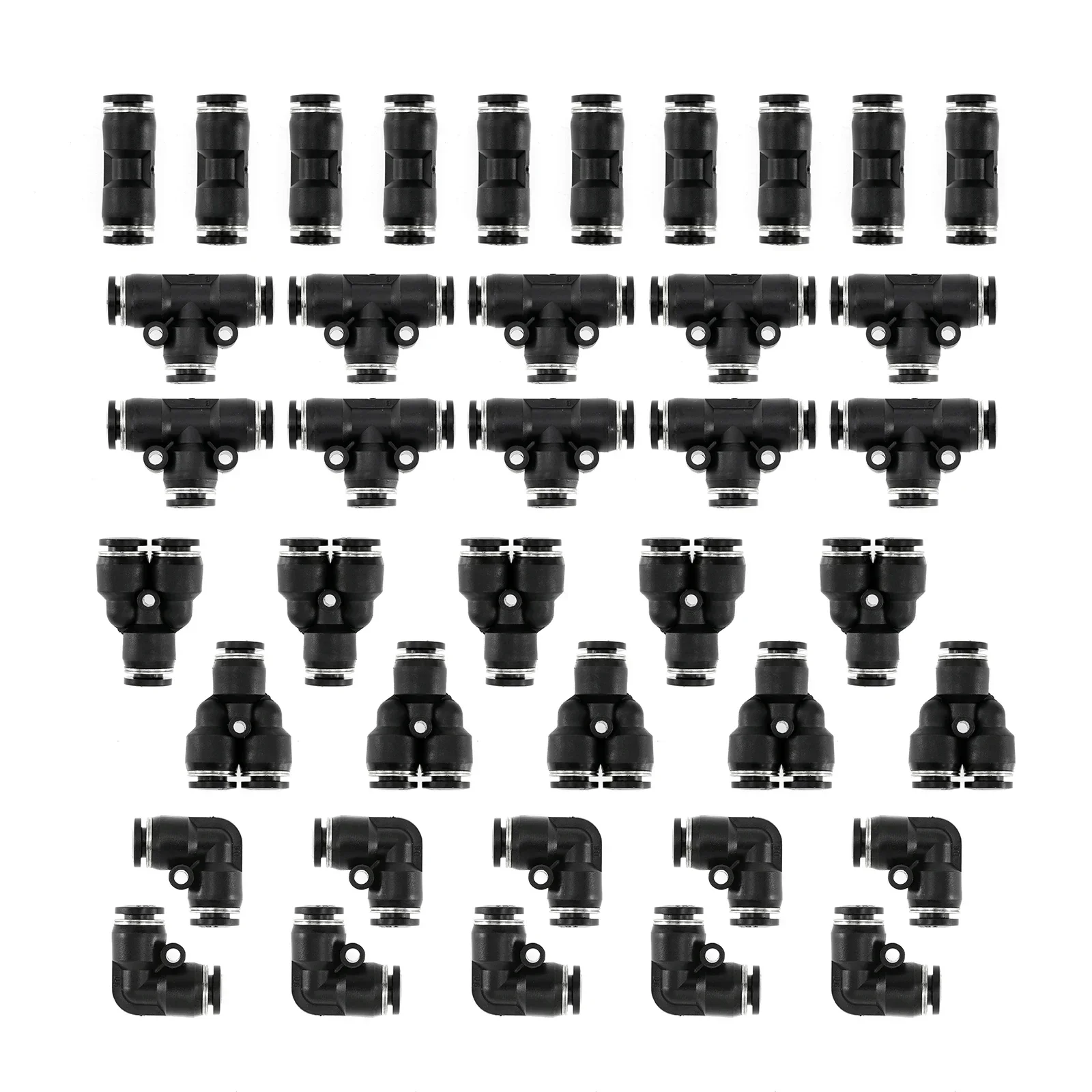 40pcs Pneumatic Fittings Joint Straight Push Connector 0-1.32mpa PU PV PE PY T-Shape for 6mm Pipe Air water Hose Gas Tube OD