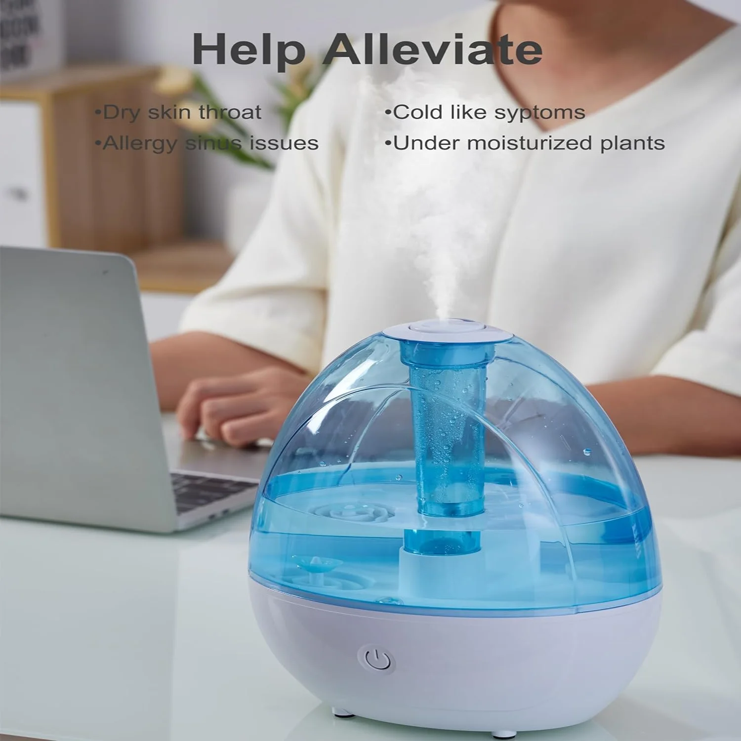 2L Cool Mist Humidifier for Bedroom with Nightlight, 30H Runtime, ° Nozzle, Auto Shut-Off, Easy to Fill and Clean,  for  and Ba