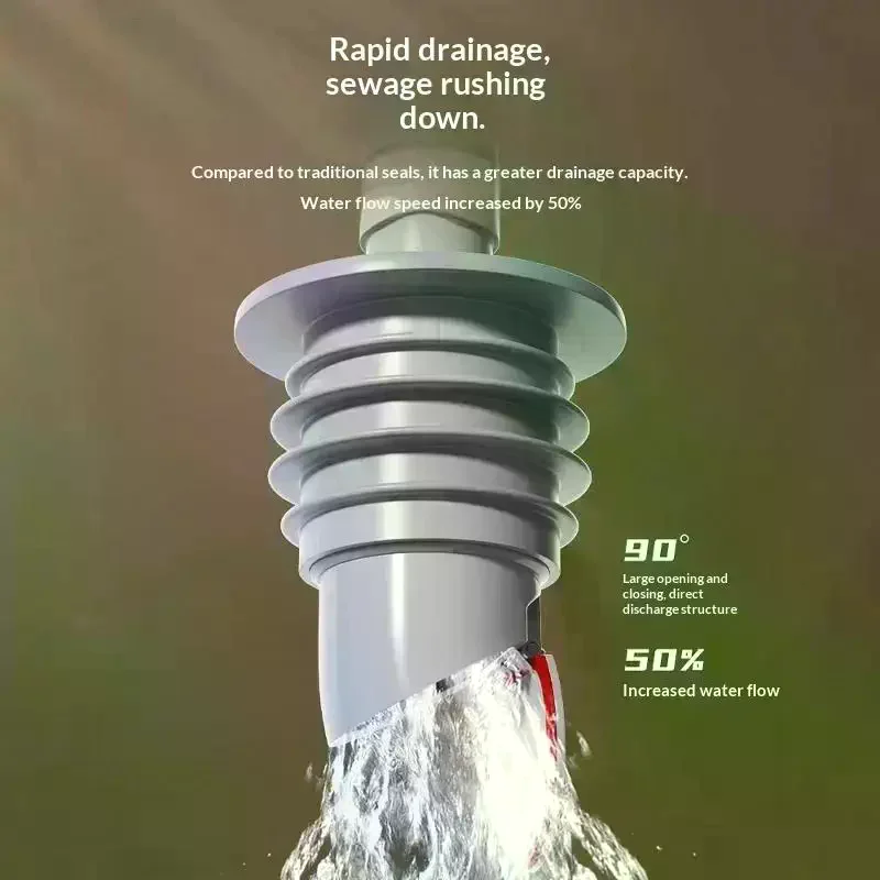 Bathroom Sewer Seal Ring Kitchen Sink Sewer Pipe Plug Washing Machine Anti-odor Leakage Floor Drain Seal Connector Plug Silicone