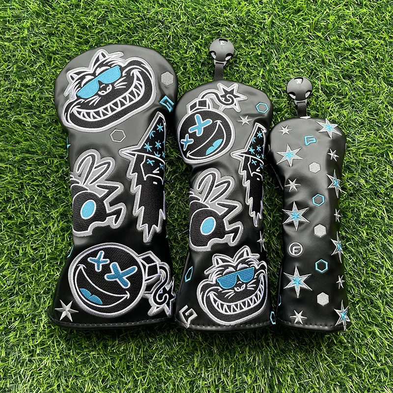 caterpillar cat wizard Golf Club #1 #3 #5 Wood Headcovers Driver Fairway Woods Cover PU Leather High quality Putter Head Covers