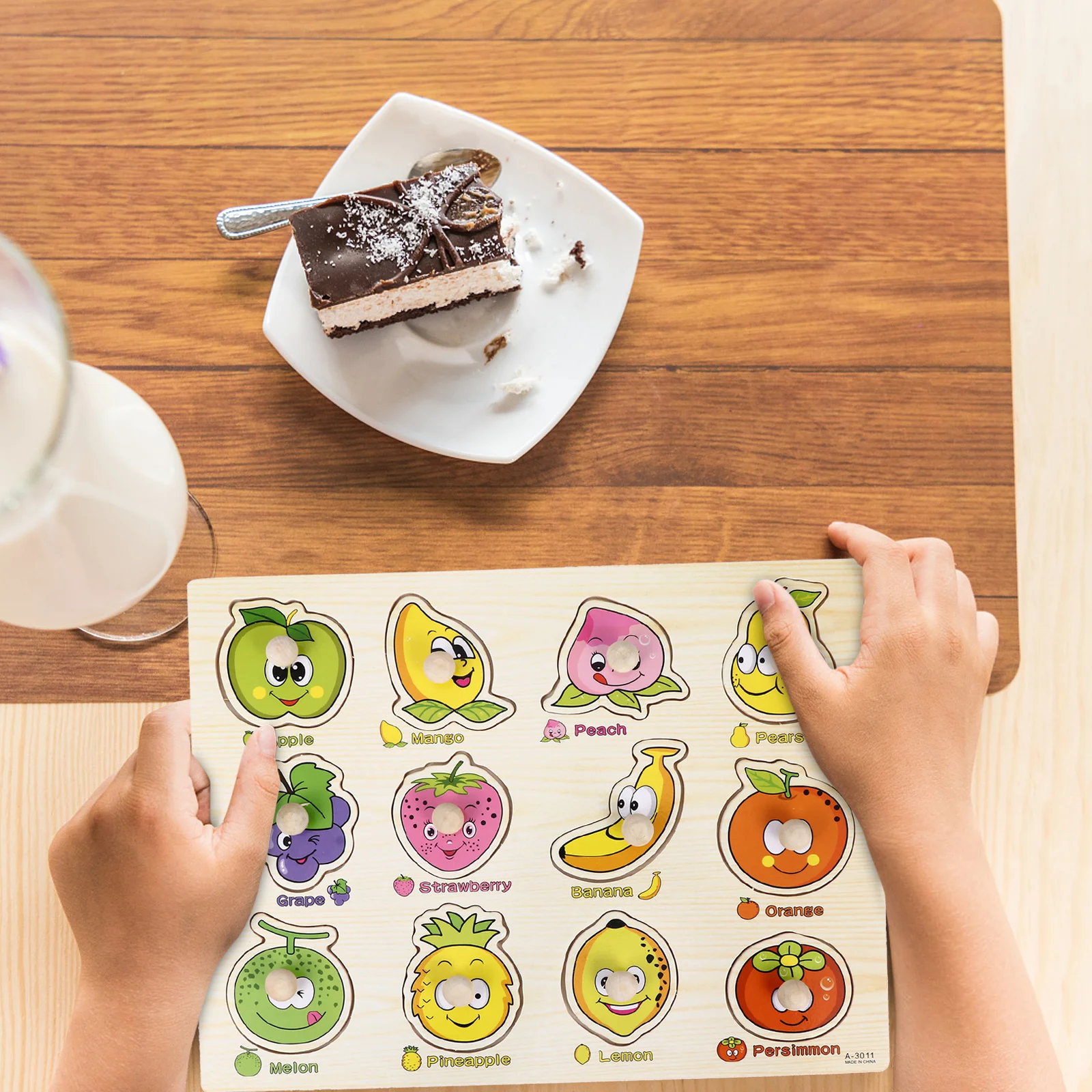 1 set 1 Set Wooden Jigsaw Fruits Jigsaw Kids Early Learning Educational Plaything Child Puzzle Game Wood Puzzle Toy