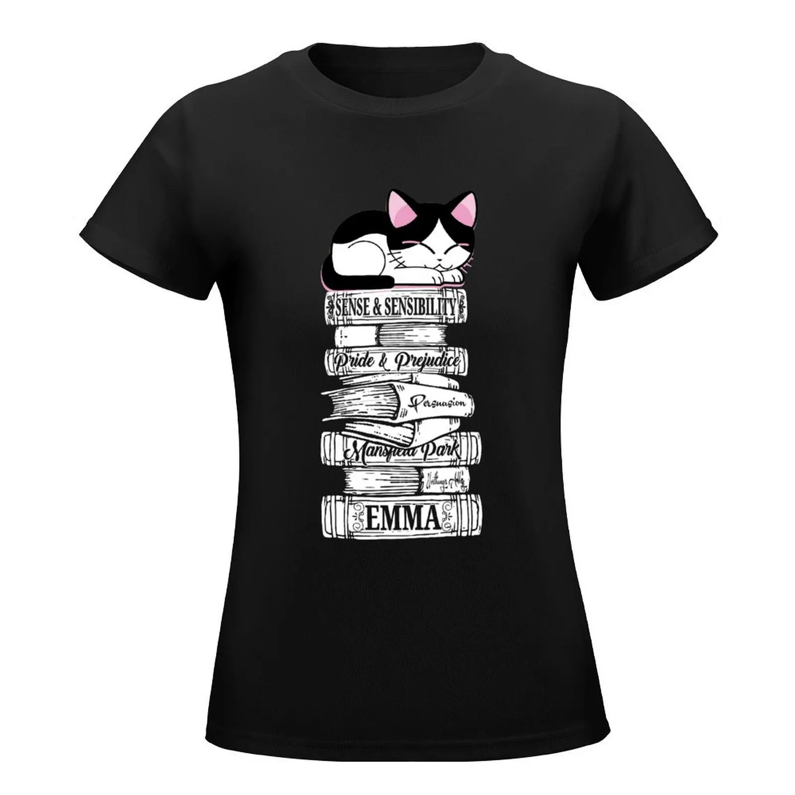 Jane Austen Cat Kitten Book Club Mr. Darcy Fans Literary Quotes Gifts T-Shirt plus sizes sublime summer clothes for Women