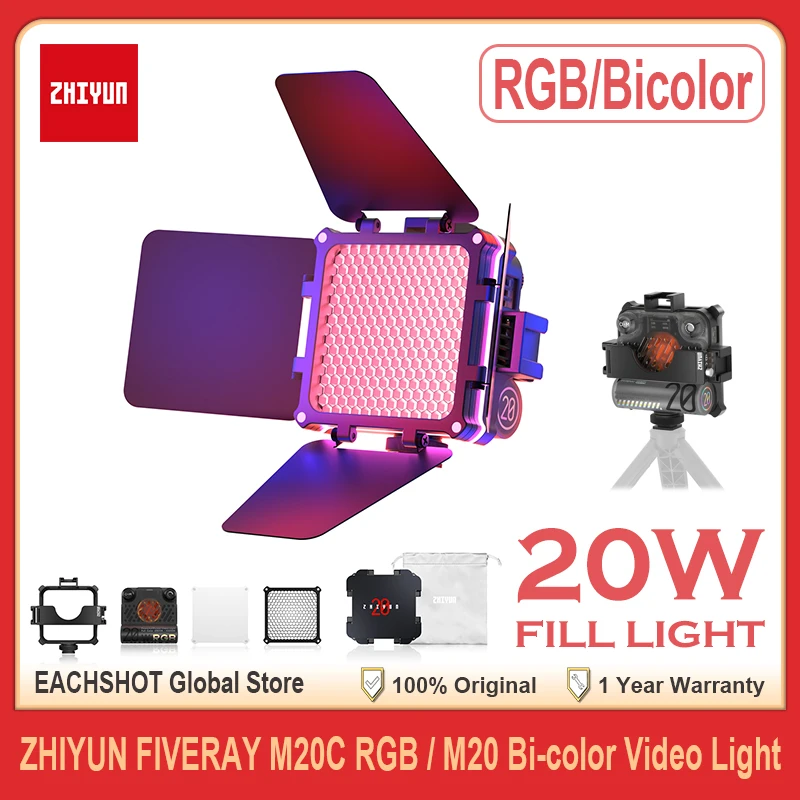 

ZHIYUN FIVERAY M20C RGB M20 Bi-color 20W LED Video Light Photography Lighting Fill Lamp App Control for Photo Studio Filming