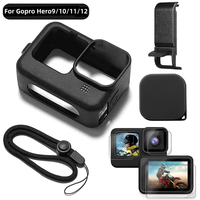 Silikonowe etui do GoPro Hero 12 11 10 9 Czarna osłona ekranu ze szkła hartowanego Folia ochronna Osłona obiektywu do etui Go Pro 11