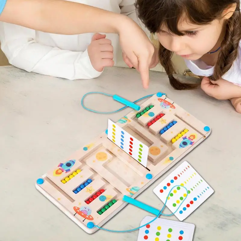 Juego de cuentas de cuatro colores, juegos de mesa apilables, juguetes de cuentas de madera de 4 colores, juguetes educativos, juego de rompecabezas de clasificación para niños