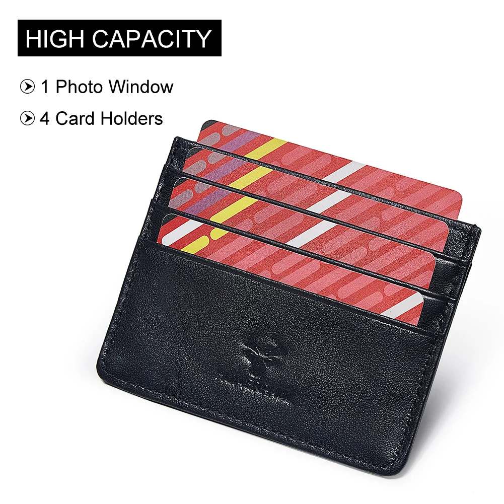 KAVIS Genuine Cow Leather Credit Card Wallet With Thin For Men High-capacity Card Slots Card Case ﻿Casual Exquisite Card Holder