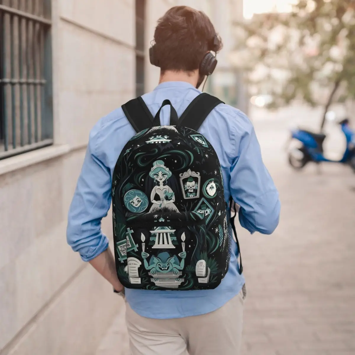 Haunted Mansion Stretching Backpack Student BookBag Kids School Bag Laptop Shoulder Bags for Men Women