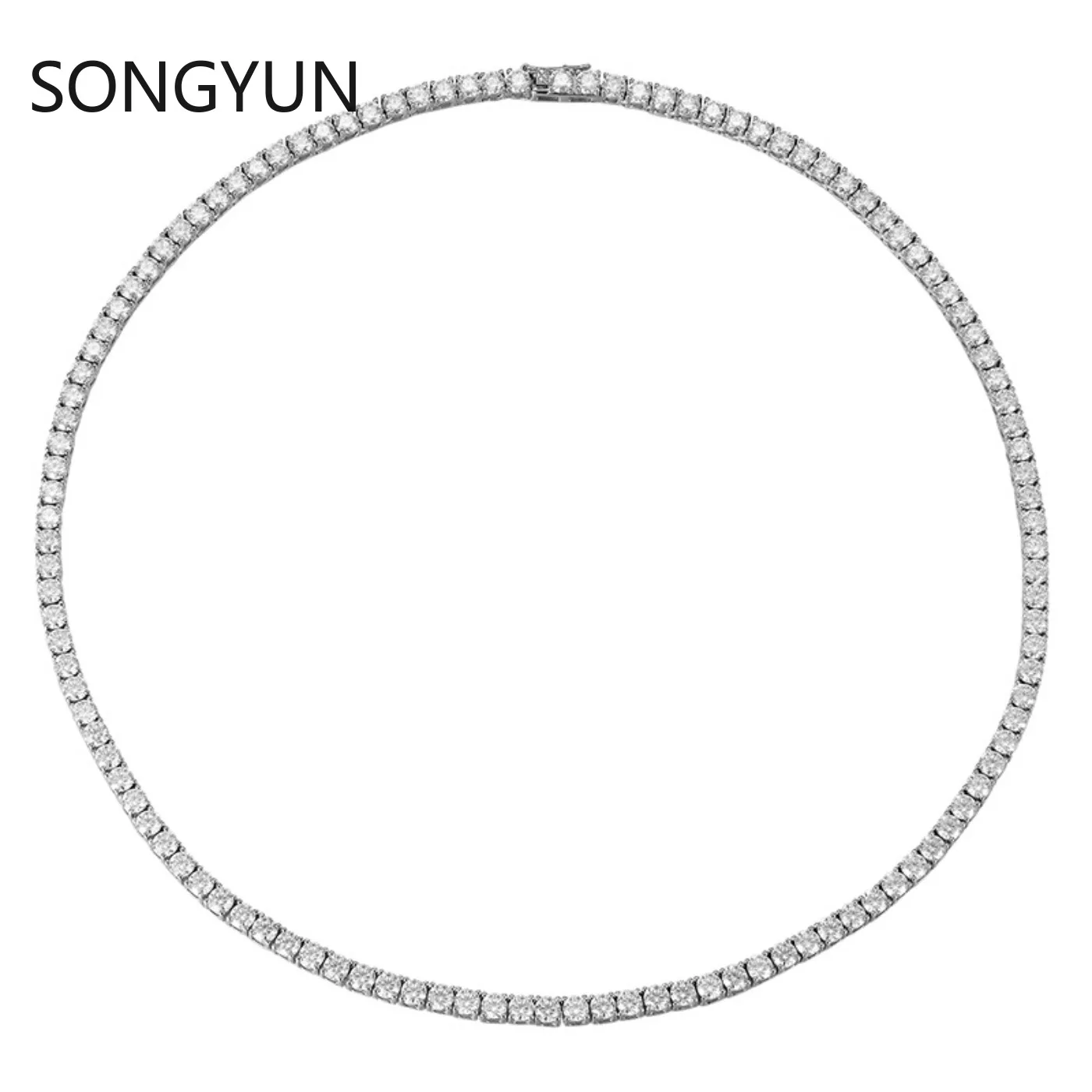 

SongYun Luxury Jewelry 925 Sterling Silver Tennis Chain Necklace For Women Men Moissanite Diamond Tennis Necklaces Fine Jewelry