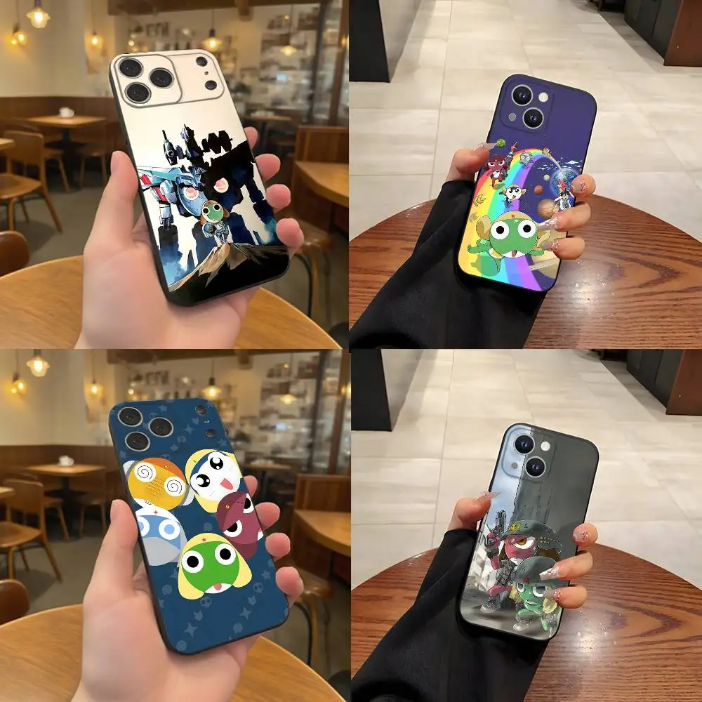 

K-Keroro G-Gunsou Frog Phone Case For iPhone 17,16,15,14,13,12,11,Pro,Max,Plus Black Shockproof Soft Cover