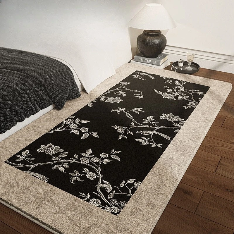 

Carpet Bedroom Bedside Floor Mat, Premium Retro French Room Leave-in Bedside Blanket