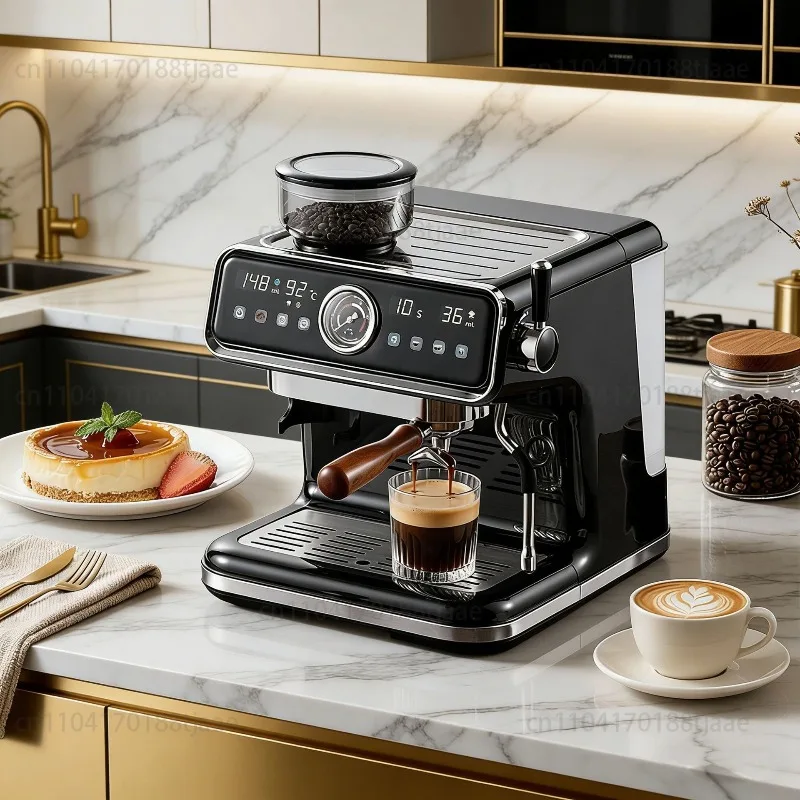 Semi-automatic grinding integrated Italian coffee machine 20Bar household double cup quantitative touch screen office coffee