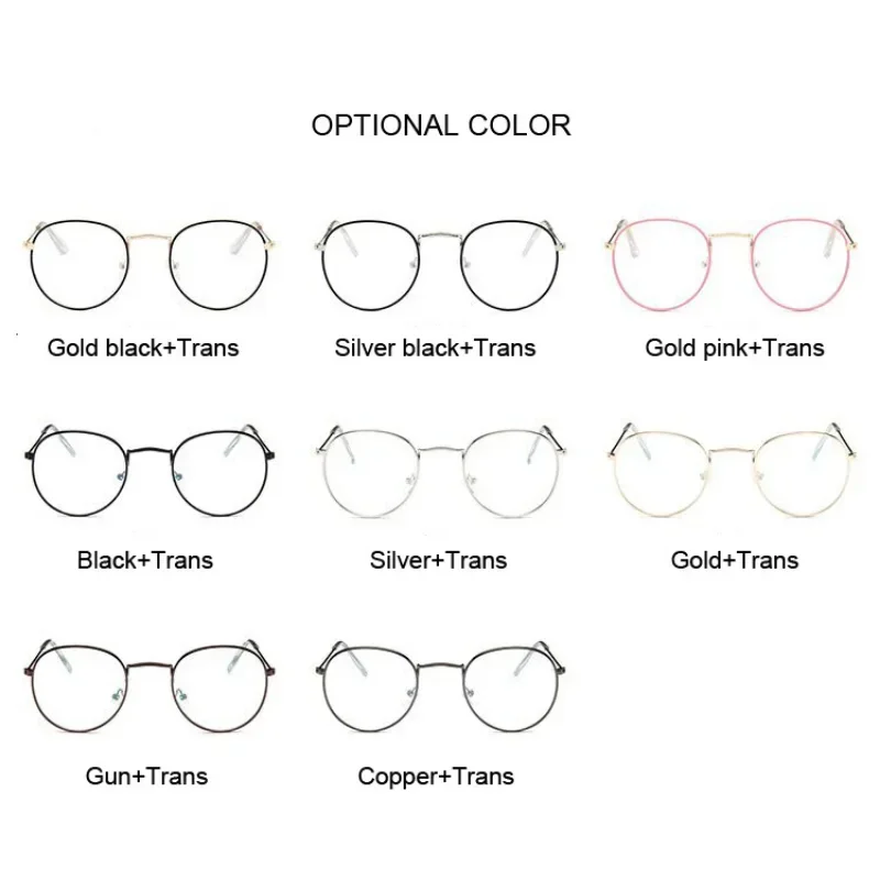 New Vintage Round Glasses Frame Women Metal Small Circle Shape Eyewear Clear Optical Eyeglasses Transparent Lens Spectacle Gafas