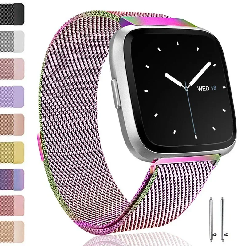Pulseira de laço de metal para fitbit versa 2 lite sense band pulseira magnética de substituição para fit bit versa 3 4 blaze pulseira