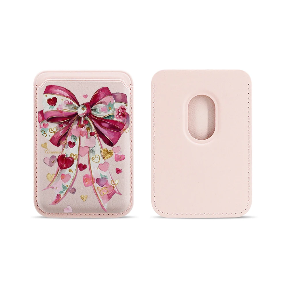 Coquet Rosa Schleife Leder-Kartenetui Handyhülle Kartenhalter Geeignet für alle iPhone-Hüllen Magsafe Magnetische Karten-Handy-Rückentasche – Detail 16