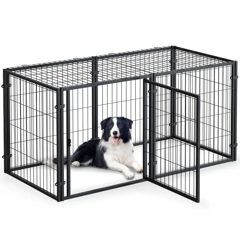 

Solid Pattern Heavy Duty Metal Dog Cage Small Medium Large Puppy Pen Pet Fenced Yard Dog Kennel Housing Solution