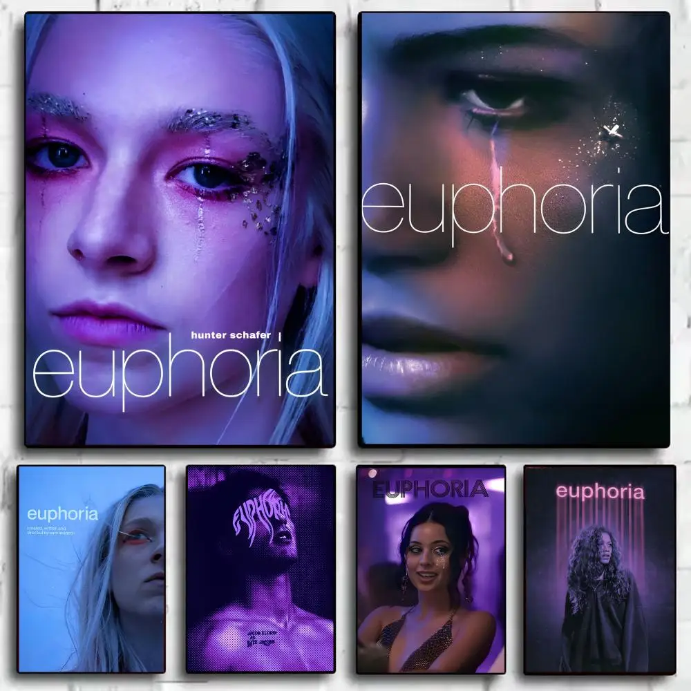 Affiche de la série télévisée Euphoria, autocollant parfait, art mural auto-adhésif conçu pour la maison, le bureau et les salles à manger