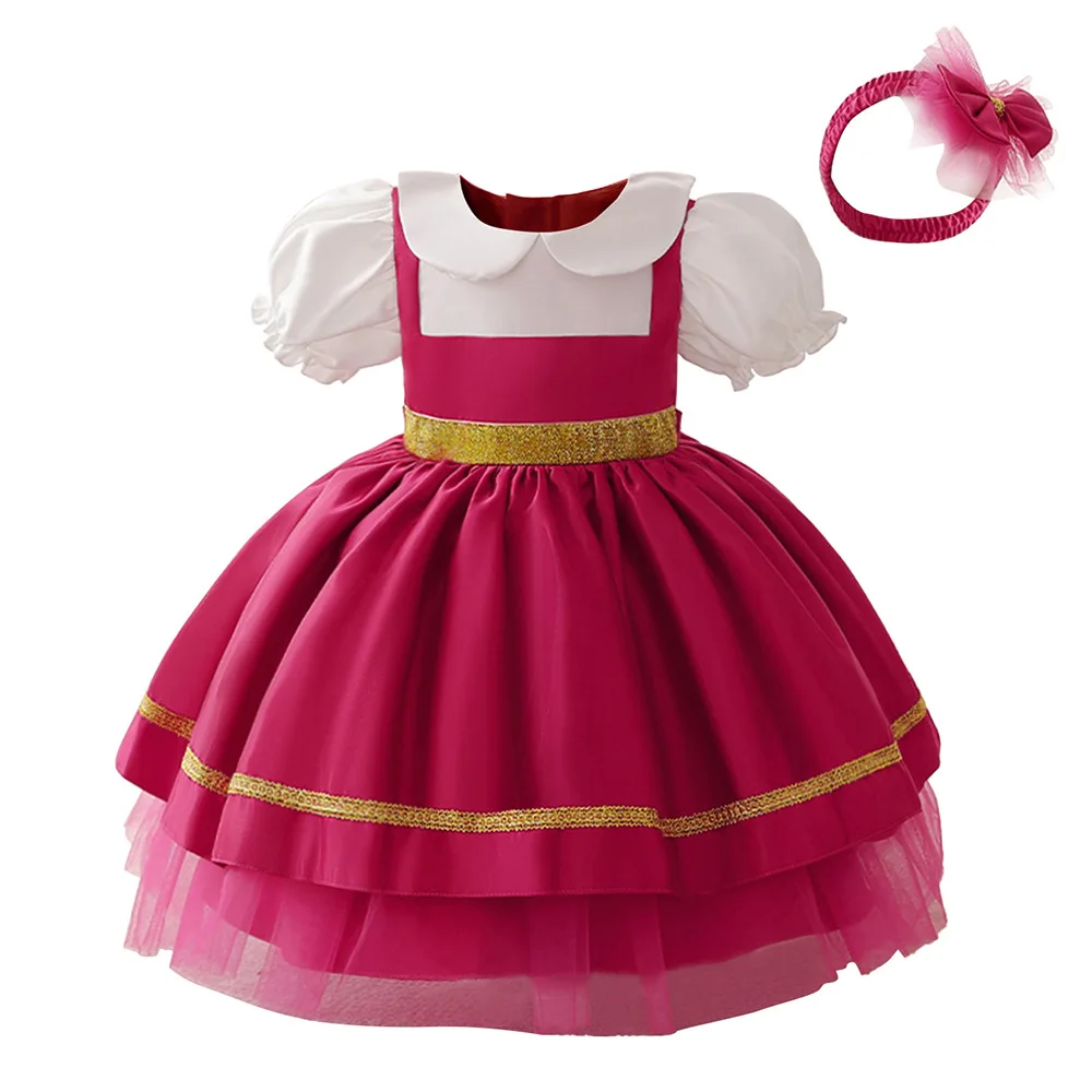 

Fashion New Girls Dresses for Party and Wedding Lace Short Sleeve Bow Baby Girl Dress Summer Girls Party Dress 1-3 Years