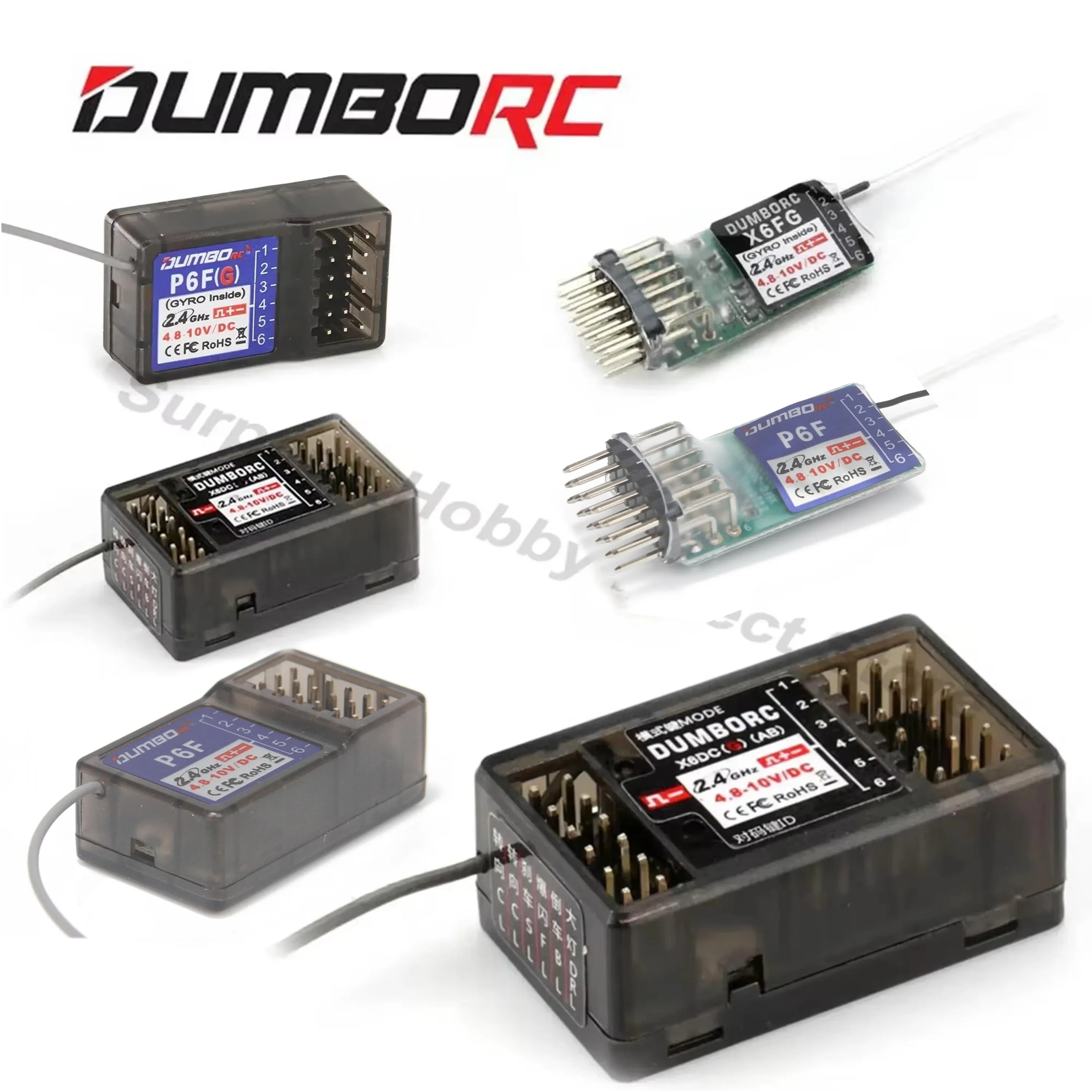 DUMBORC 2.4G Receiver X6F P6FG X6DC X6DCG 6CH Radio Remote Controller for X4 X5 X6 X6P Transmitter RC 1/8 1/10 1/12 Car Axial