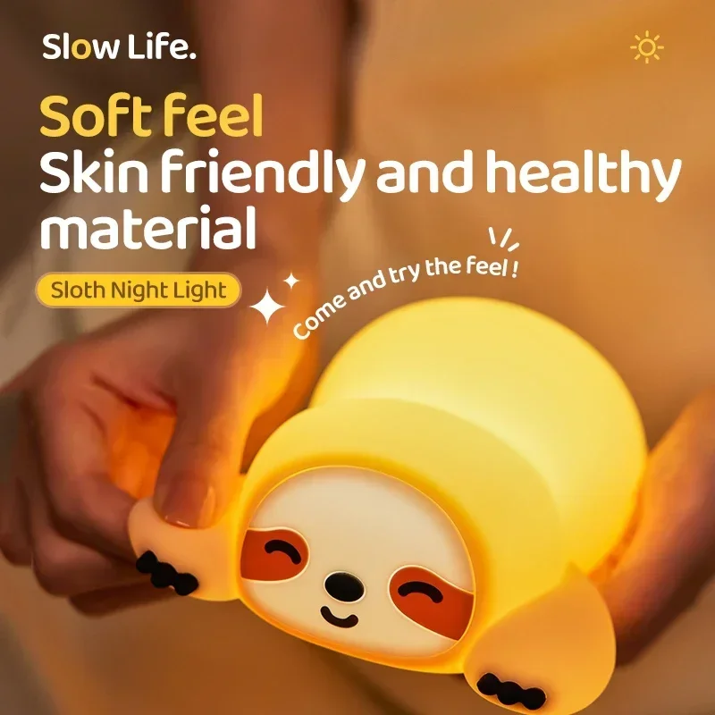 Led night light bonito panda elefante cão pato silicone lâmpada recarregável quarto decoração de cabeceira nightlight para crianças presente aniversário