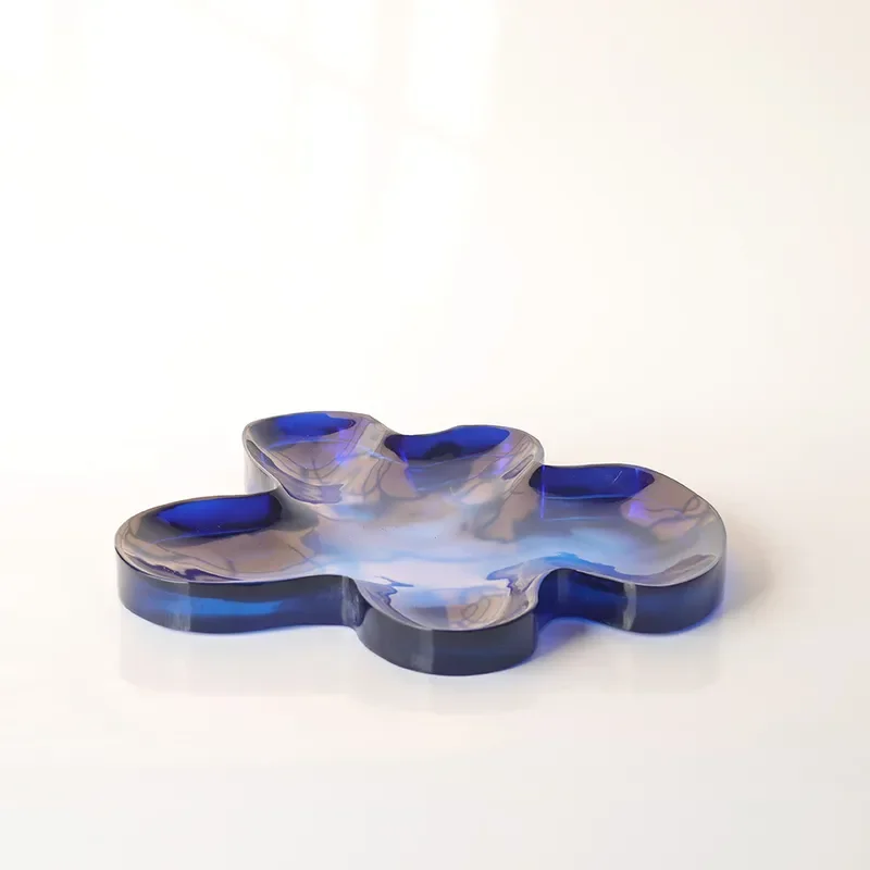 Modern Blue Irregular Tray Minimalist Creative Desktop Organizer For Coffee Table Living Room Home Decor Handicraft Model