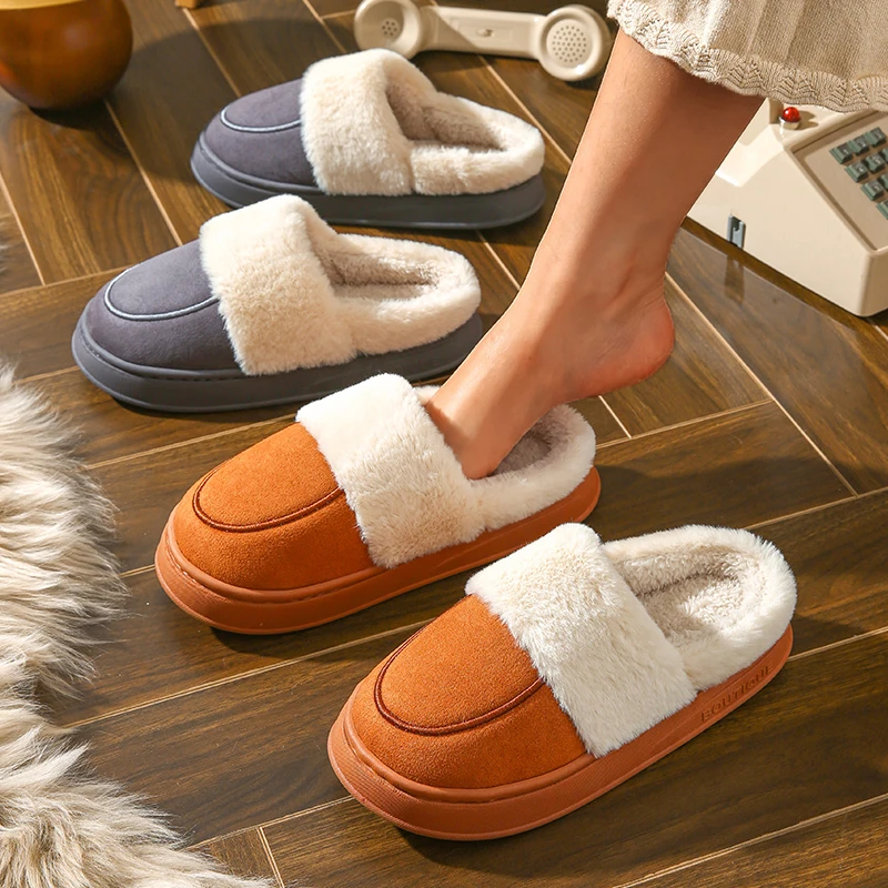 2024 New Winter Trend Concise Indoor Mule Warm cozy pantofole in peluche antiscivolo per le donne scivoli a punta chiusa scarpe da donna in cotone