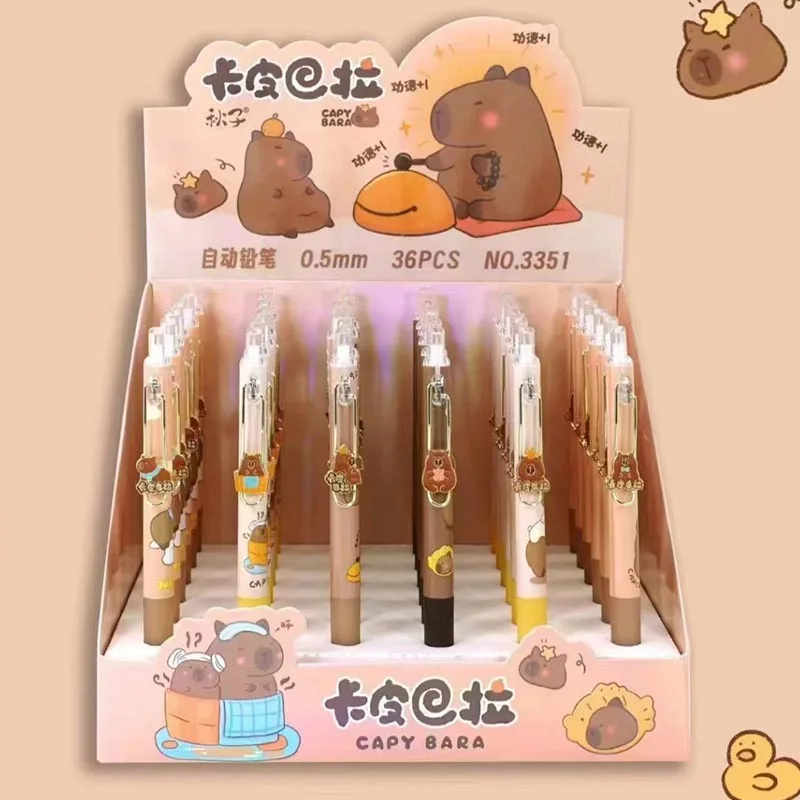 36pcs/lot Kawaii Capybara Press Mechanical Pencil Cute 0.5MM Automatic Pens Stationery Gift School Writing Supplies