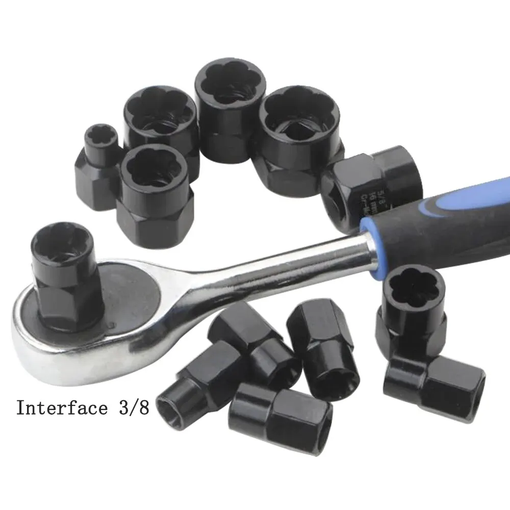 13pc Damaged Nut Extractor Bolt Screw Tire Slip Tooth Screw Hexagonal Dismantling Sleeve Extension Tool Set