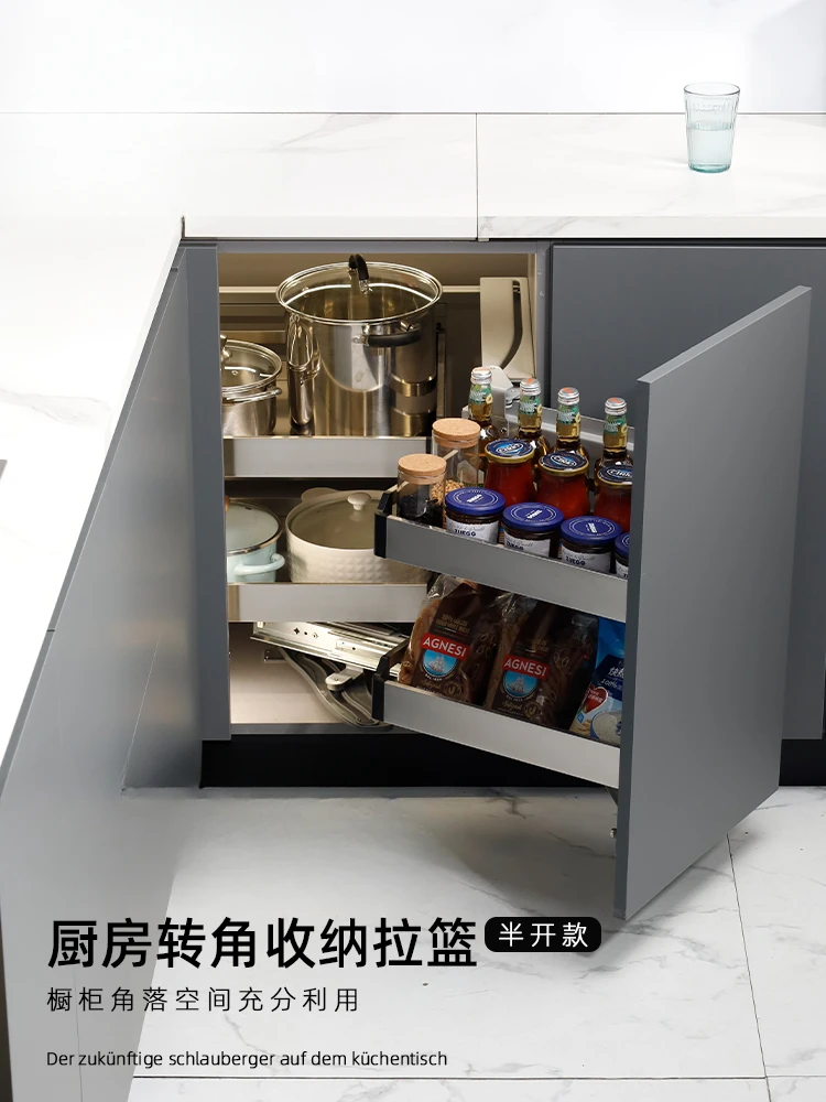 Kitchen corner basket cabinet rotating basket kitchen cabinet drawer corner rack