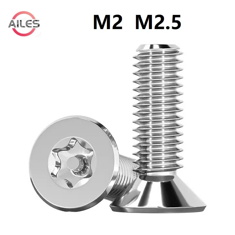 

304 Stainless Steel M2 M2.5 Six Lobe Torx Flat Countersunk Head with Pin Tamper Proof Anti Theft Security Screws Bolts