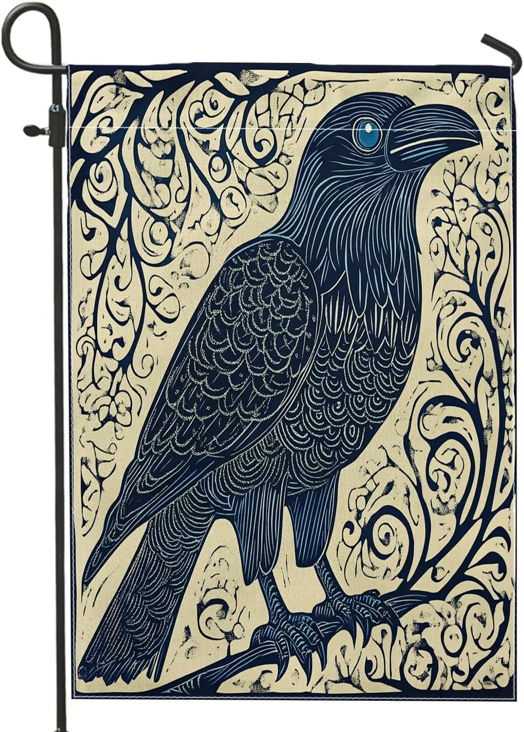 Vintage Rustic Crow Garden Flags 12x18 Inch Double Sided for Outside, Novelty Farmhouse Raven Standard Burlap Lawn Flags, Bi uui