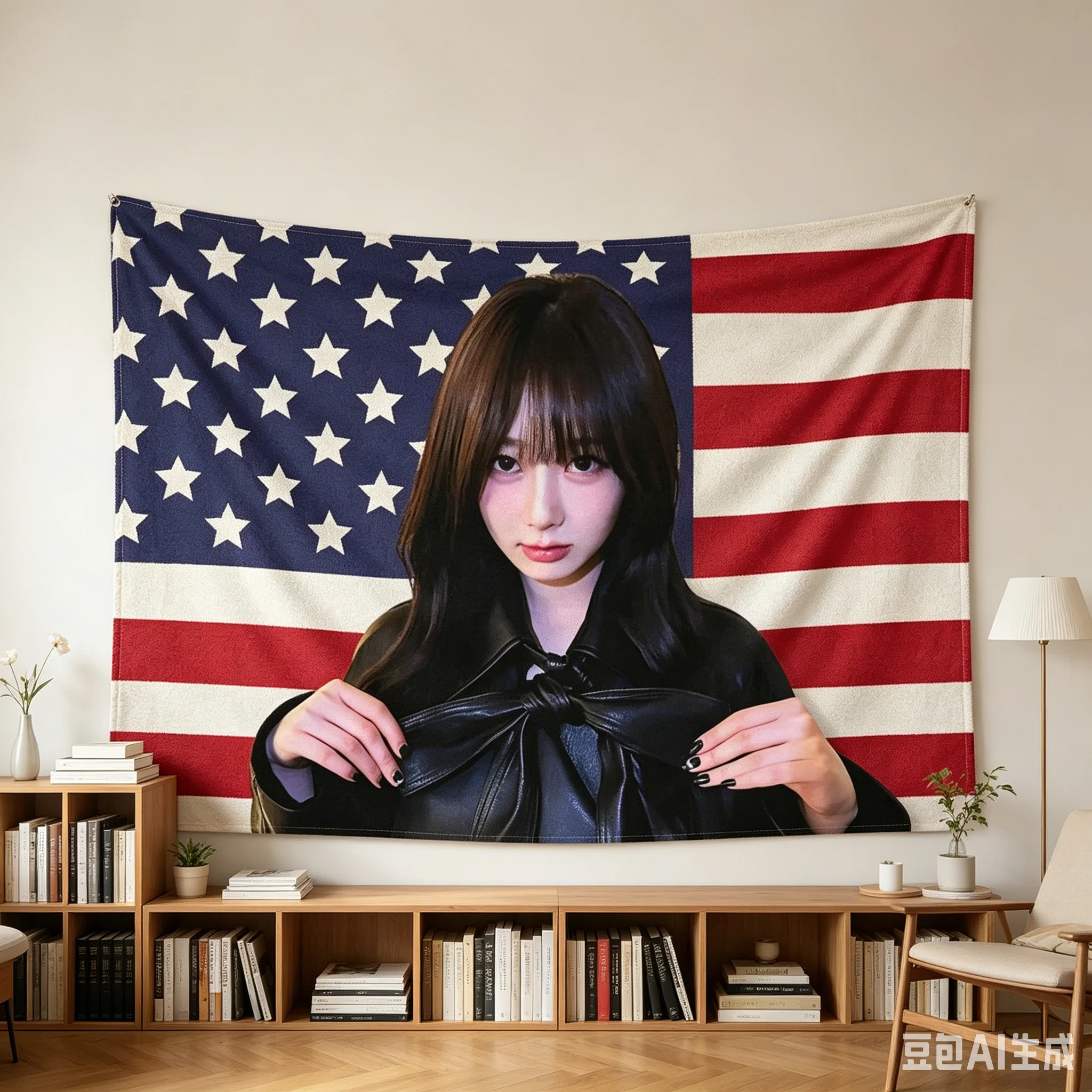 AESPA Giselle Cute American Flag Print Tapestry, Hippie Singer Theme Wall Hanging for Dorm Bedroom Living Room Decor Background