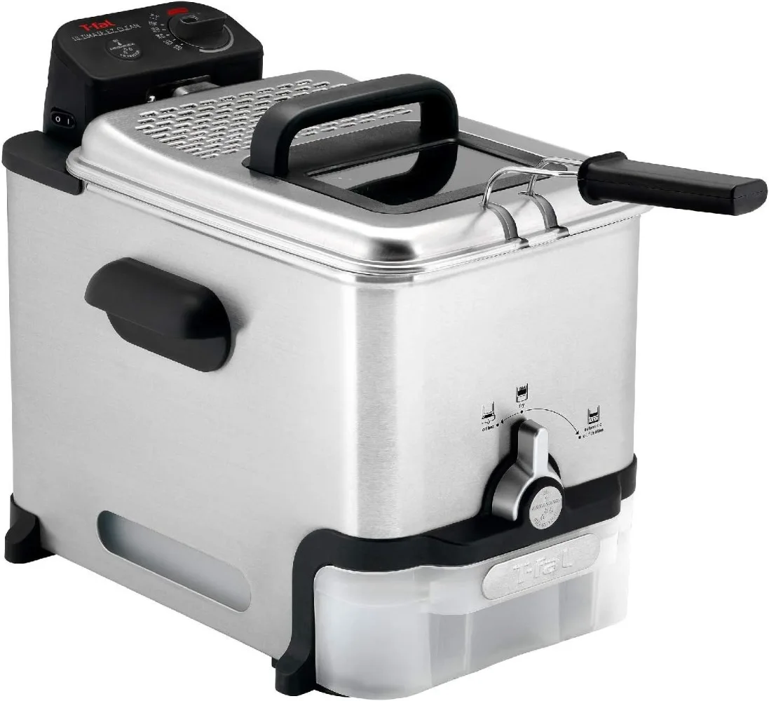 

3.5L Stainless Steel Deep Fryer with Basket, 1700W, Oil Filtration, Temp Control, Digital Timer, Dishwasher Safe Parts