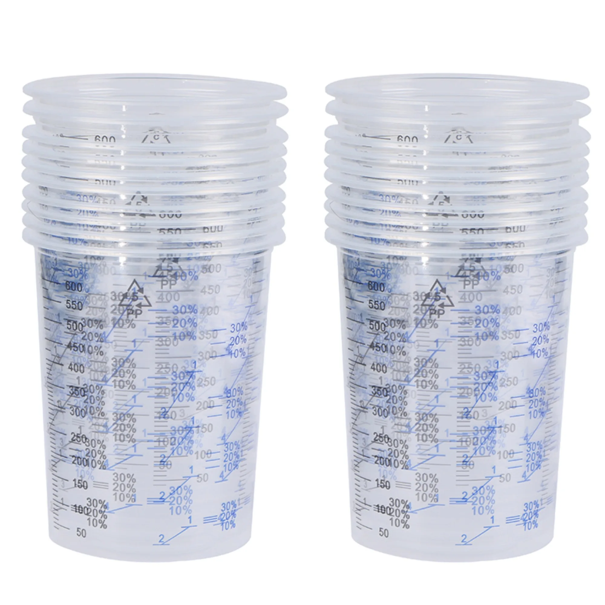 10Pcs Disposable Plastic Paint Mixing Cup 600ml Mixing Pot Paint Mixing Calibration Cup Thickened PP Material