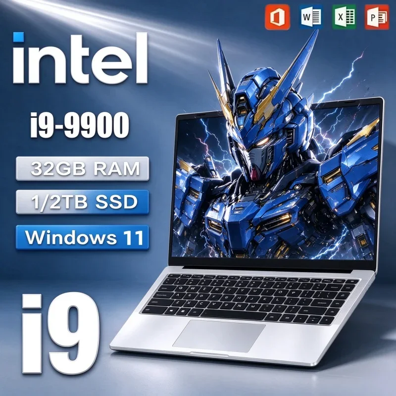 2026 New 15.6 Inch Laptop Intel I9 9900 Win11 32GB RAM 2TB SSD Fingerprint Unlock Notebook For Graphic Design Gaming Office