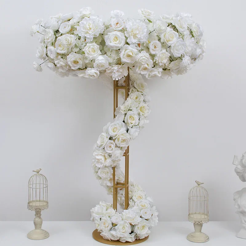 200X35CM Ferris Wheel White Artificial Flower Row Floral Arrangement Wedding Table Placement Arch Background Wall Decoration