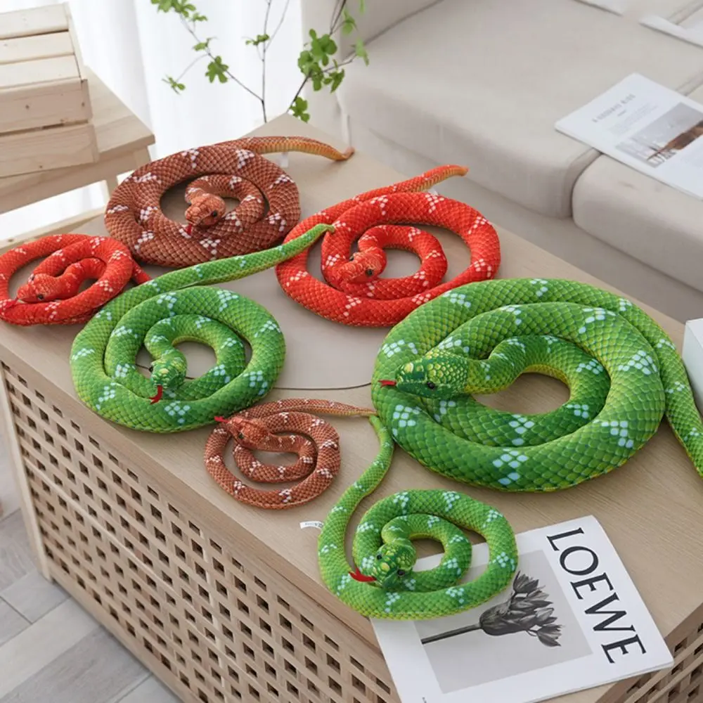 

Brown/Green/Red Simulation Snake Plush Toy Funny 80/110cm Snake Stuffed Toys Lovely Cute Animal Plush Doll Home Decor