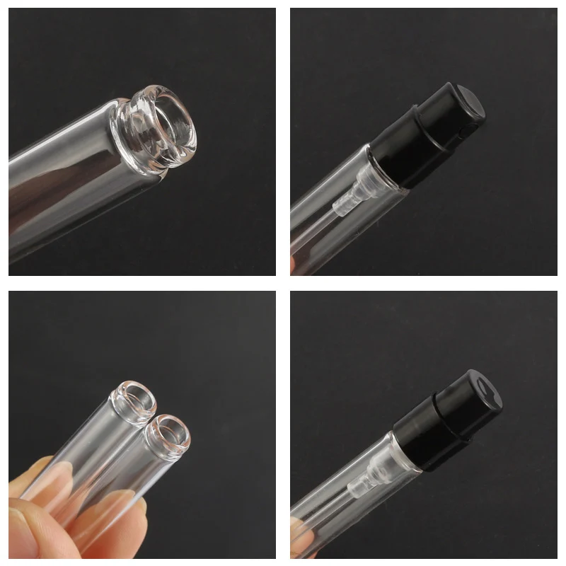 500pcs Invisible Springs Sprayer 1.5ml 1.8ml 2ml 2.5ml  Bayonet Glass Perfume Bottle Sample Refillable For Fragrance Perfume