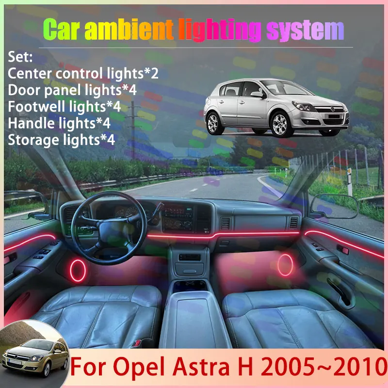 

For Opel Astra H 2005~2010 A04 MK3 Vauxhall 2006 2/24 in 1 Car Atmosphere Light Lamp RGB Shade Ensemble Streamer Atmosphere Set