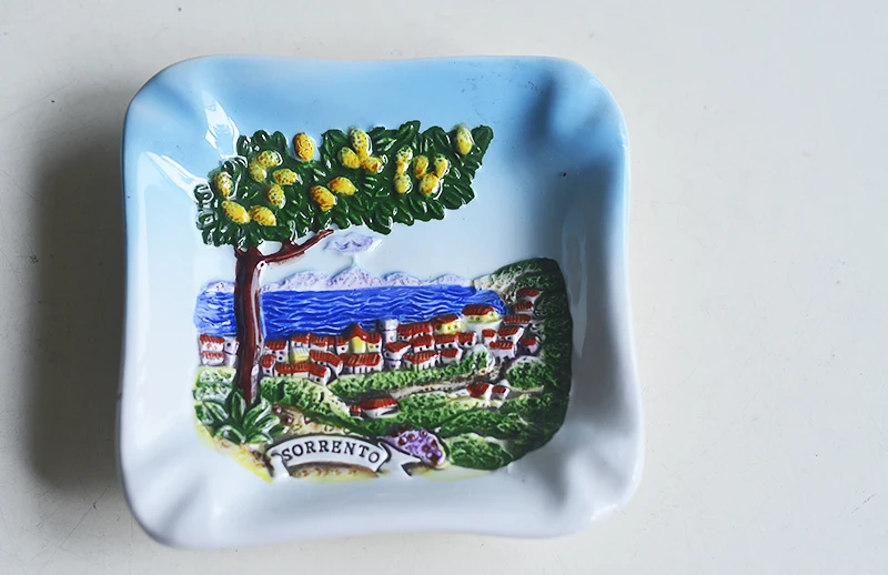 Greek Aegean Sea ceramic hand-painted ashtray jewelry tray ornament